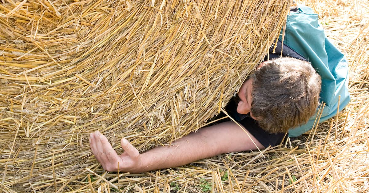 farm worker injured in accident with hay bale