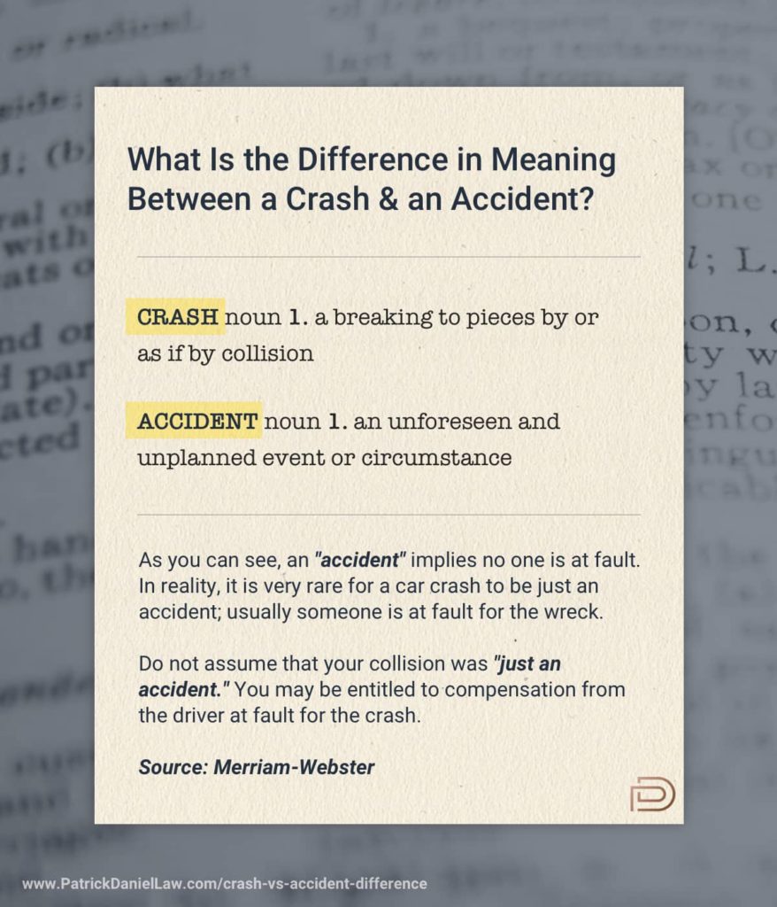 What Is the Difference in Meaning Between a Crash and an Accident? | Patrick Daniel Law