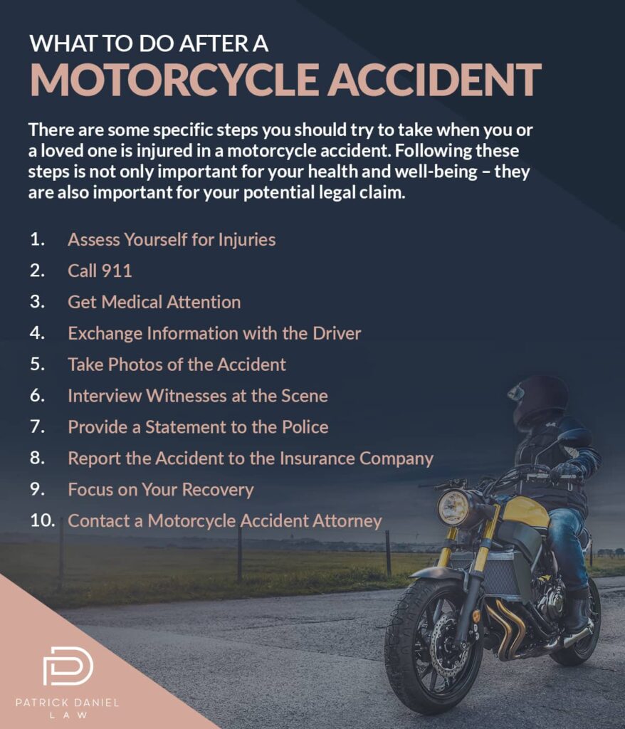 What to do after a motorcycle accident. | Patrick Daniel Law