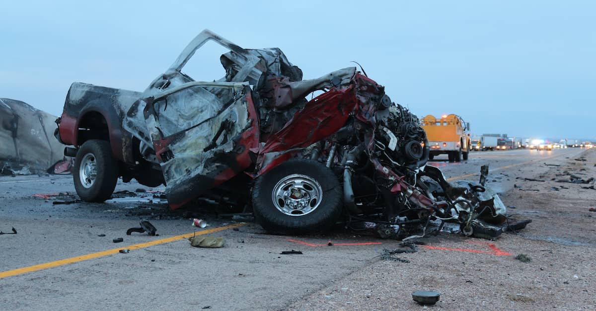 aftermath of a serious car accident on a Texas highway
