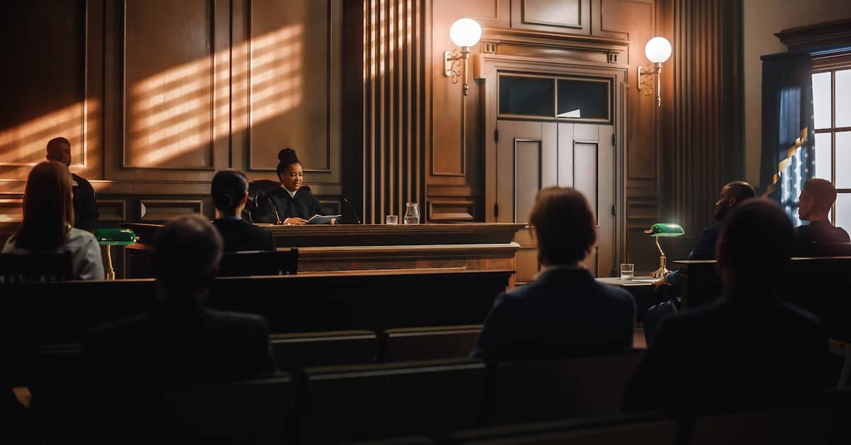 inside the courtroom during a trial